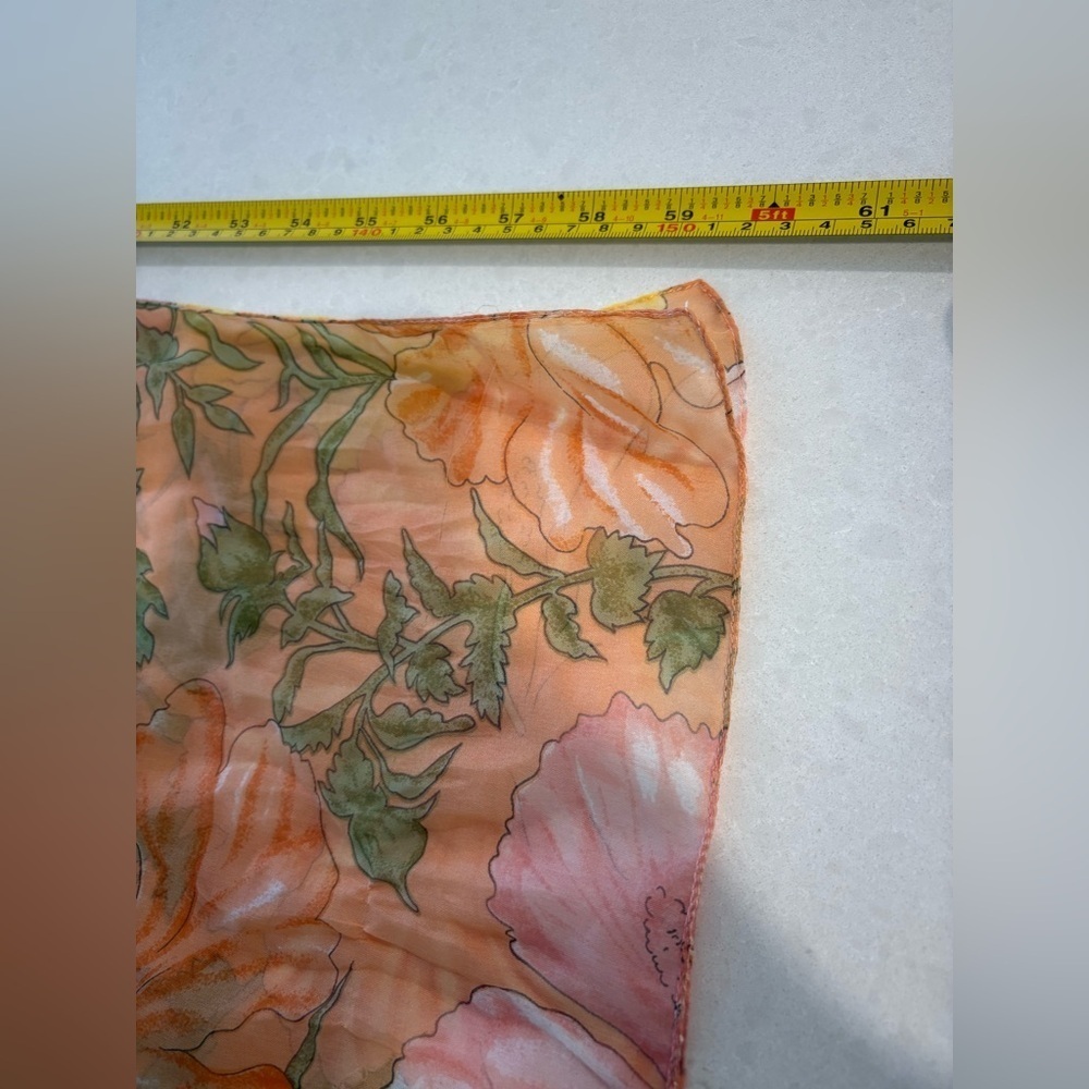 Nygard Collection Vintage-Style Floral Scarf - Peach, Yellow & Green - Picture 10 of 10